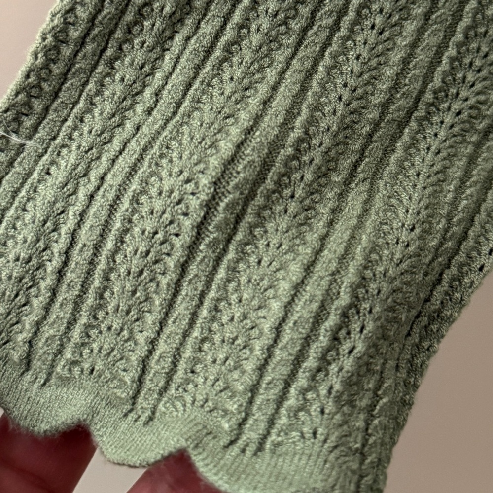 Sezane Green Ribbed Sweater Cardigan - Picture 5 of 5